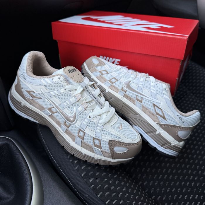 Жіночі чоловічі кросівки найк бежеві  Nike P - 6000 Beige White