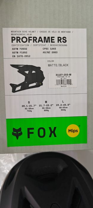 Kask rowerowy Fox Proframe RS. M 55-59