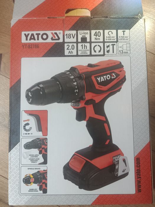 Wkrętarka Yato 18V 40Nm + bateria 2Ah + ładowarka – sprawna