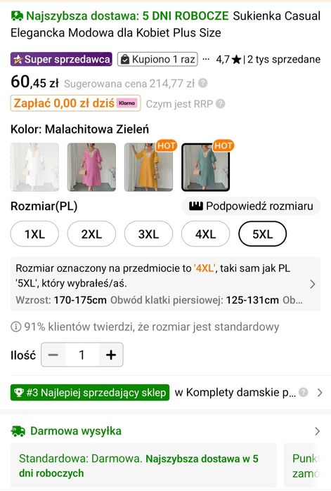 Sukienka 5XL  polskie 4 XL