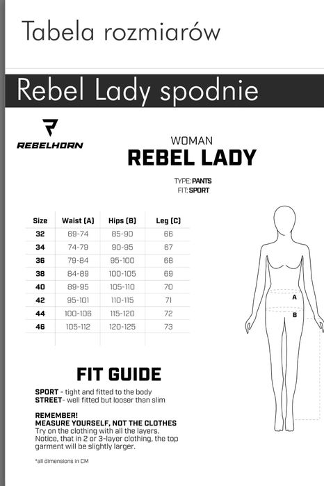 Spodnie Rebelhorn damskie 36,38