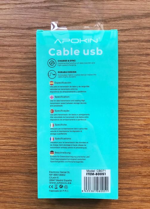 Cabo carregador USB-C (Type-C) de 2 metros64584744052355121
