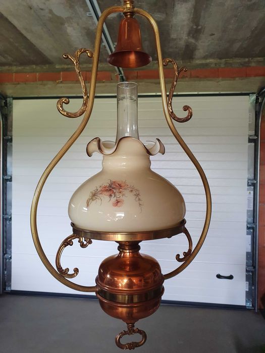 Lampa wisząca retro miedziana.