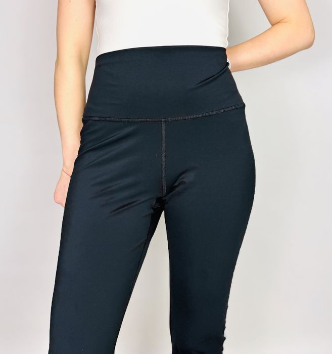 Czarne legginsy z lampasem i wysokim stanem L 40