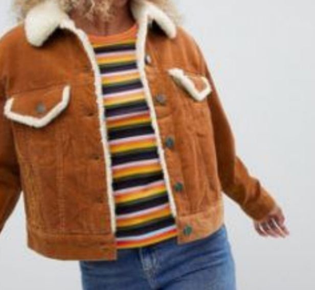 Куртка рыжевато-коричневая вельветовая с меховым воротником AS