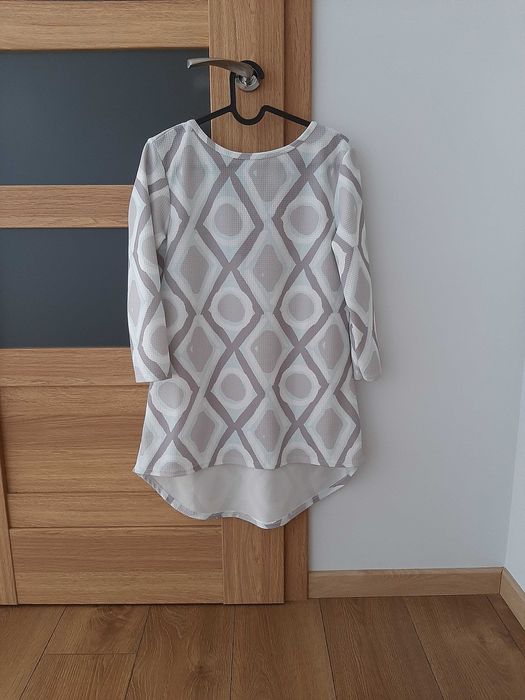 Biało- szara elegancka bluzka rozmiar S