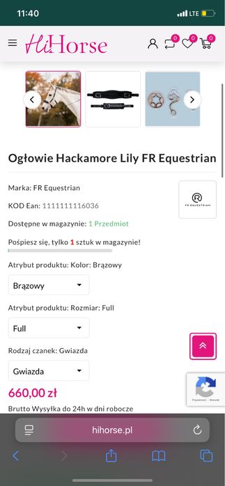 Sprzedam oglowie hackamore Lily FR equestrian