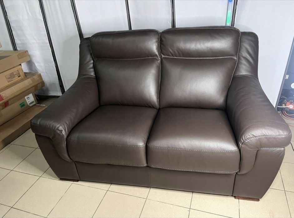 Sofa 2-osobowa Skórzana Brązowy 160x90x100cm