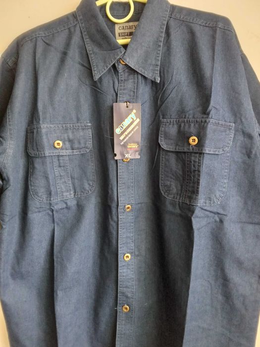 Koszula męska jeans nowa XL krótki rękaw