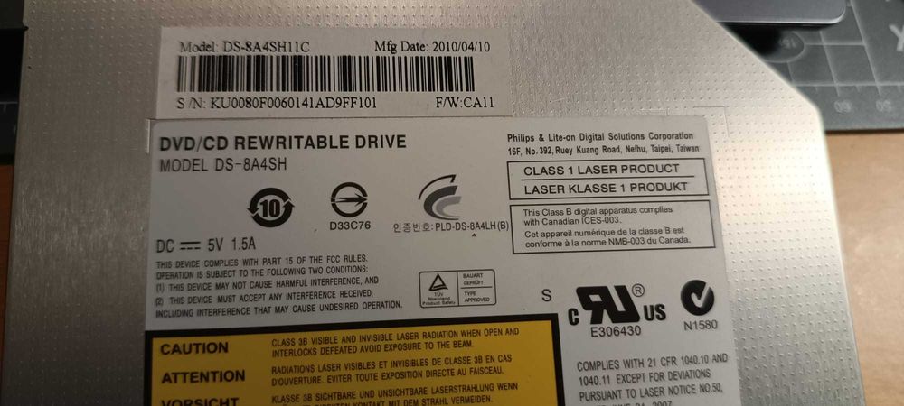 Unidade regravável de DVD/CD Philips & Lite-On Digital Solutions.