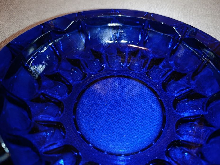 Cinzeiro Vidro Azul Vintage