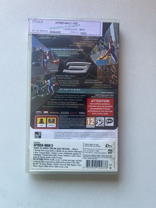 Jogo PSP Spider-Man 3 Essentials Original Activision