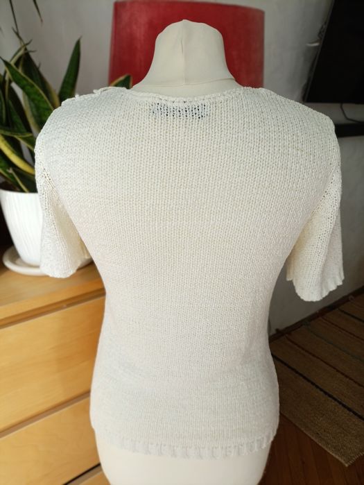 Ciekawa bluzka vintage z aplikacją w stylu lat 80 - M/L