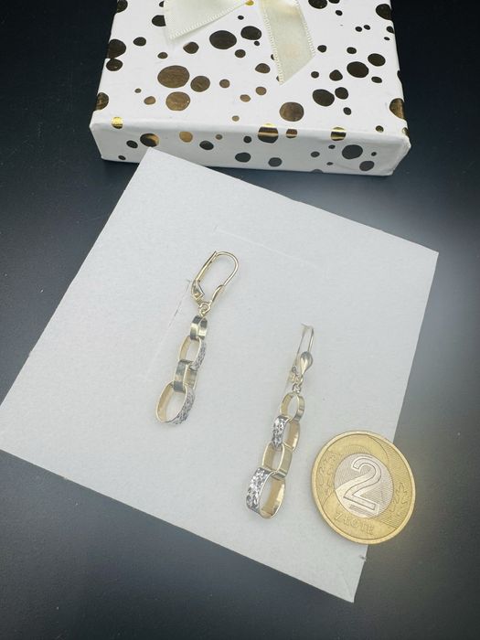Nowe zlote kolczyki proba 585 waga 2,53g