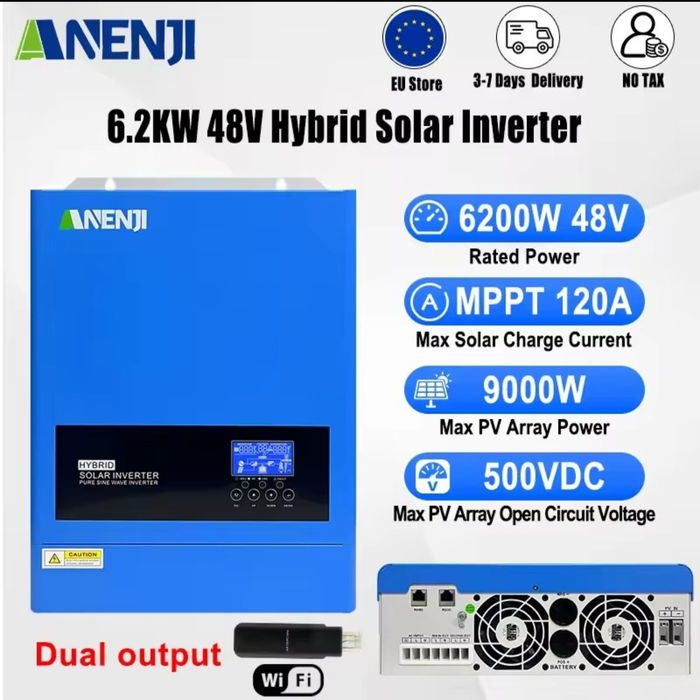 Продам новий гібридний сонячний інвертор ANENJI ANJ-6200-48V-W, 48 В,