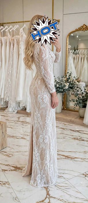 Wieczorowa elegancka ivory na ślub poprawiny przebranie
