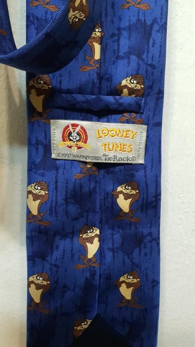 Retro vintage krawat jedwabny Tie Rack Looney Tunes diabeł tasmański