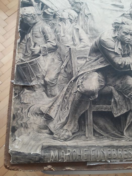 Duży stary obraz tyt. Marche Funebres  in heros