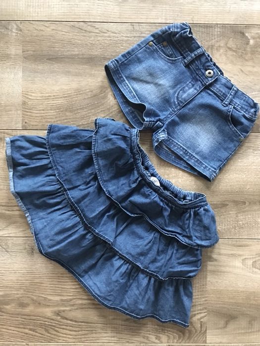 spodnie szorty spodnica jeans zestaw w rozm 122