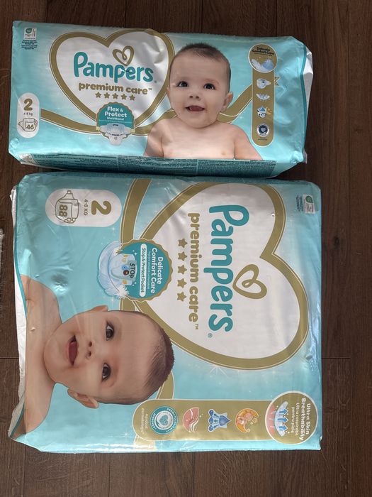 Dwa opakowania Pampers Premium Care 2 134 sztuki