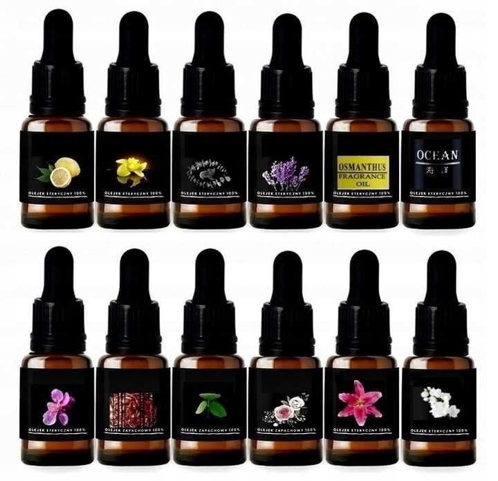 12x ZESTAW OLEJKÓW ETERYCZNYCH Zapachowych 100% Naturalne 12 Sztuk