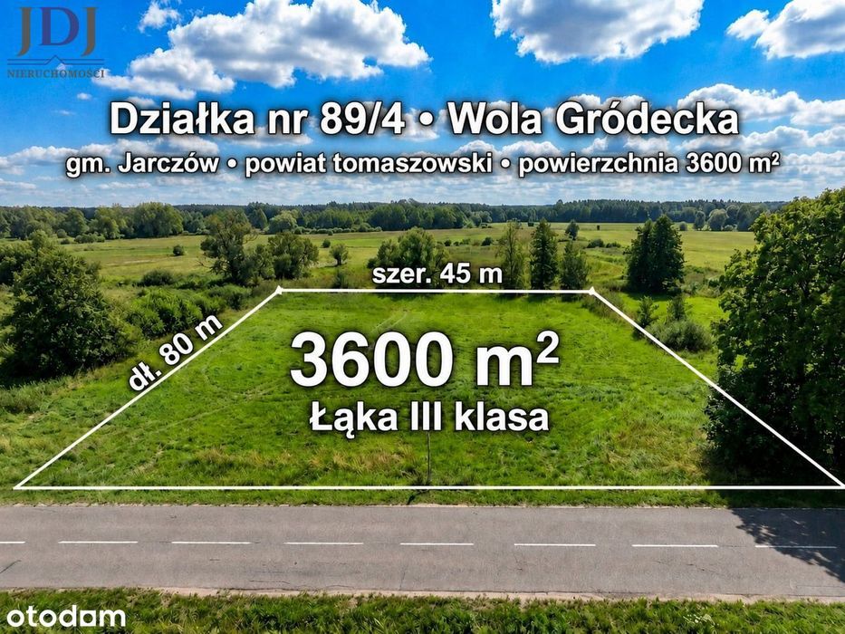 Działka 3600 m2. Łąka kl III. Wola Gródecka
