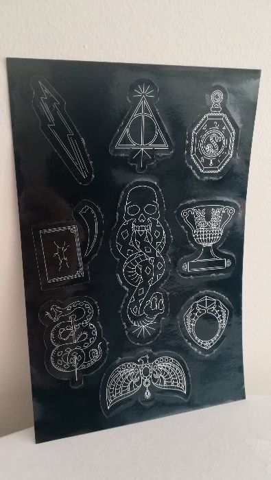 Harry Potter autocolantes metalizados horcrux cicatriz basilisco NOVO