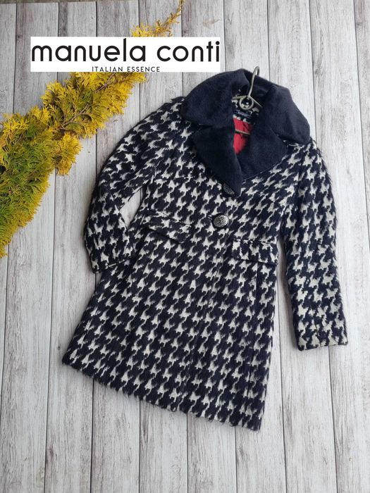 Manuela conti винтажное итальянское мохеровое пальто в гусиную