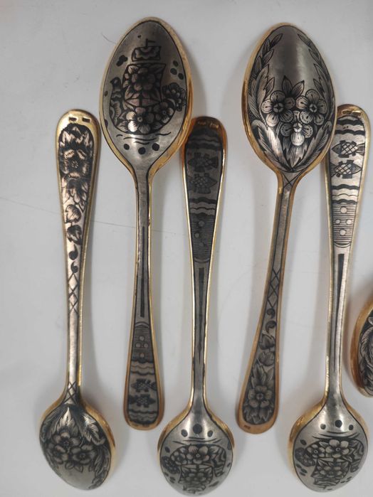 Десертні ложки "Северная Чернь" в комплекті 6 од.; срібло 875 проби