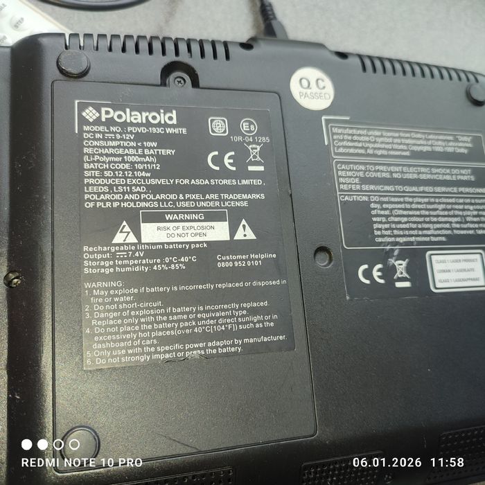 Polaroid PDVD-193C портативный DVD плеер
