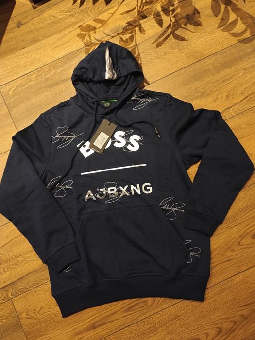 Nowa Bluza męska L Hugo Boss granat kangurka kaptur Anthony joshua