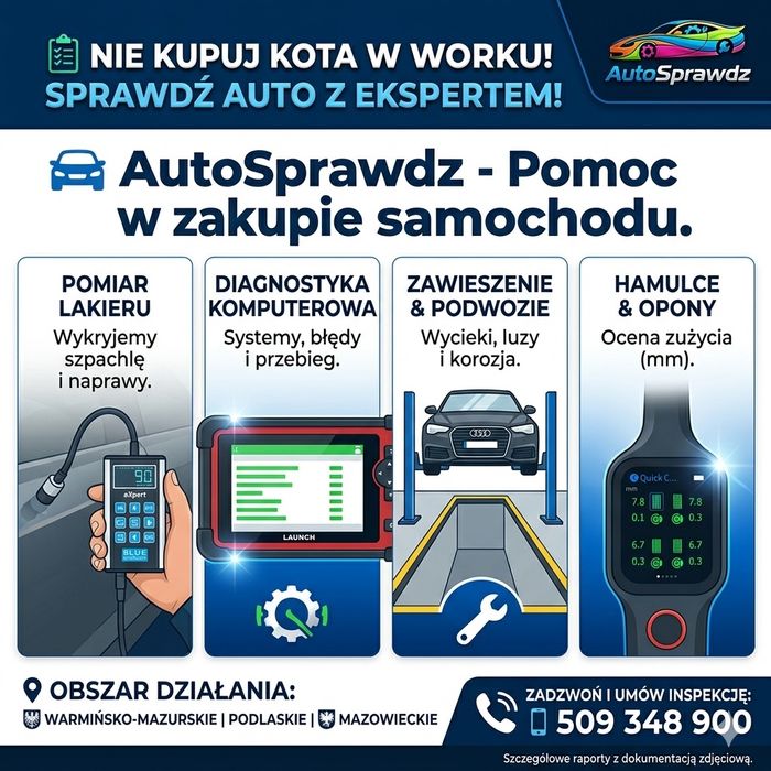 Sprawdzenie samochodu przed zakupem, ogledziny Augustów, Suwałki , Ełk