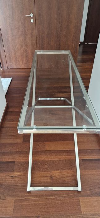 Consola em cromado e vidro