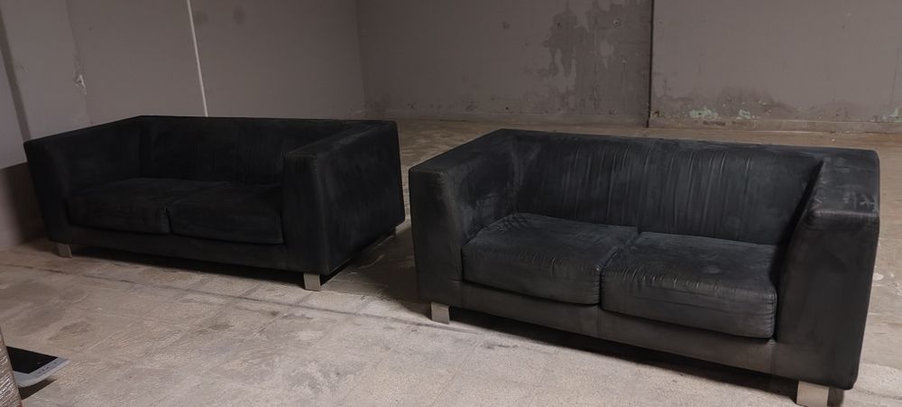 Conjunto de sofás Anaric em nobuck preto