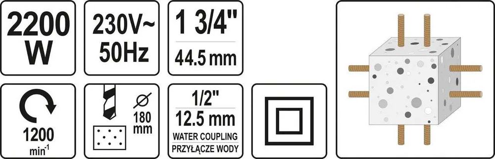 Дрель алмазного бурения YATO YT-81980 со стойкой