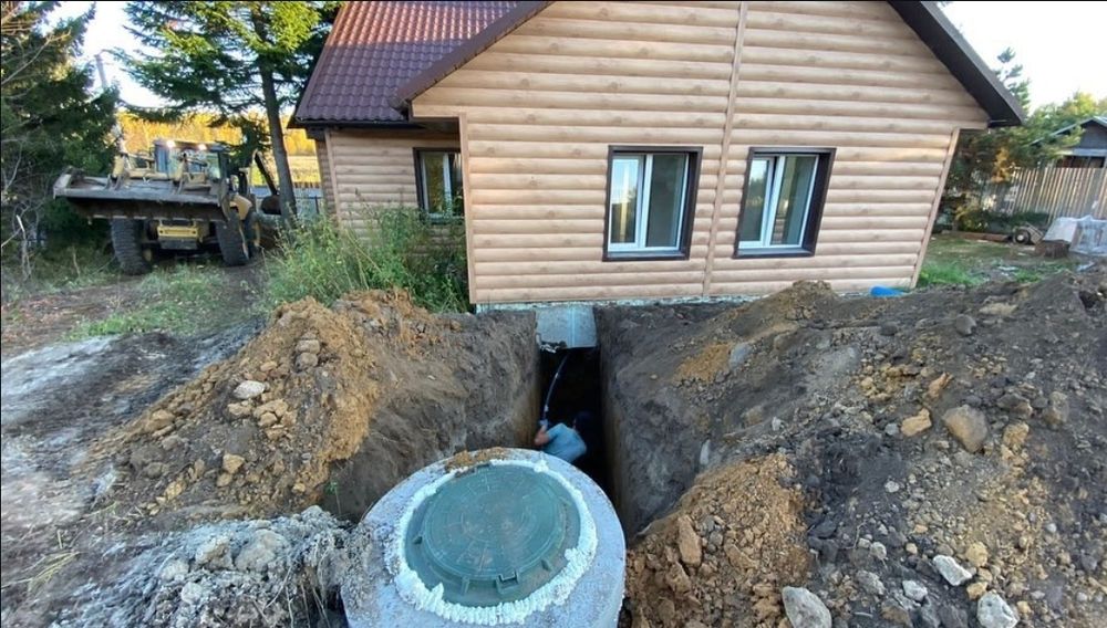 Екскаватор Траншеї Кільця Бетонні Круги Каналізація Копка Септиків