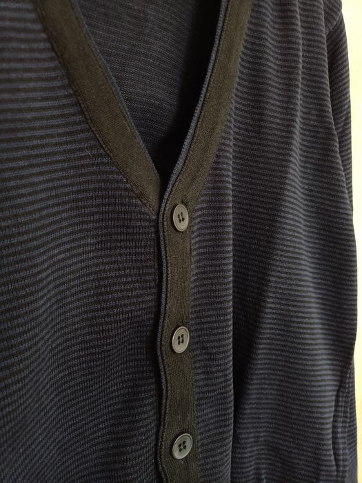 Męski granatowy sweter w paski, L, Splitstar