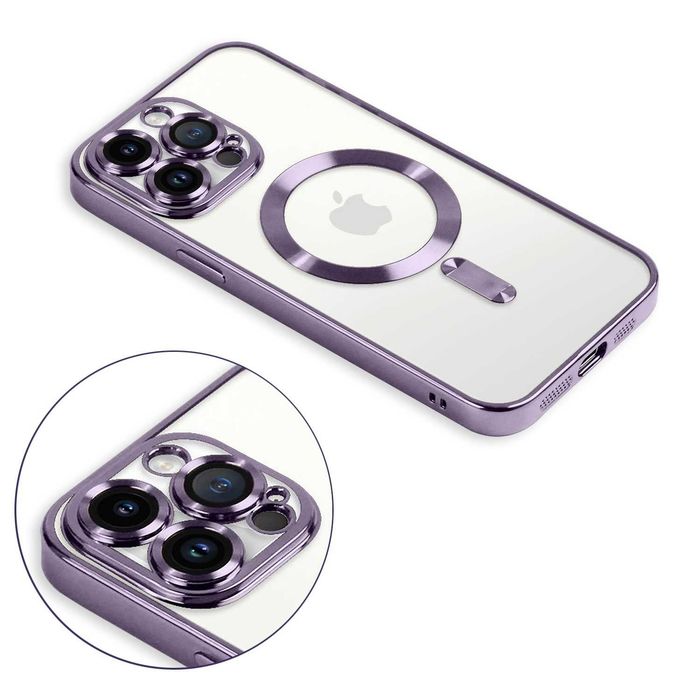 Etui Silikonowe Iphone 13/14/15 Plus Pro Max Magnetyczne J Purpura