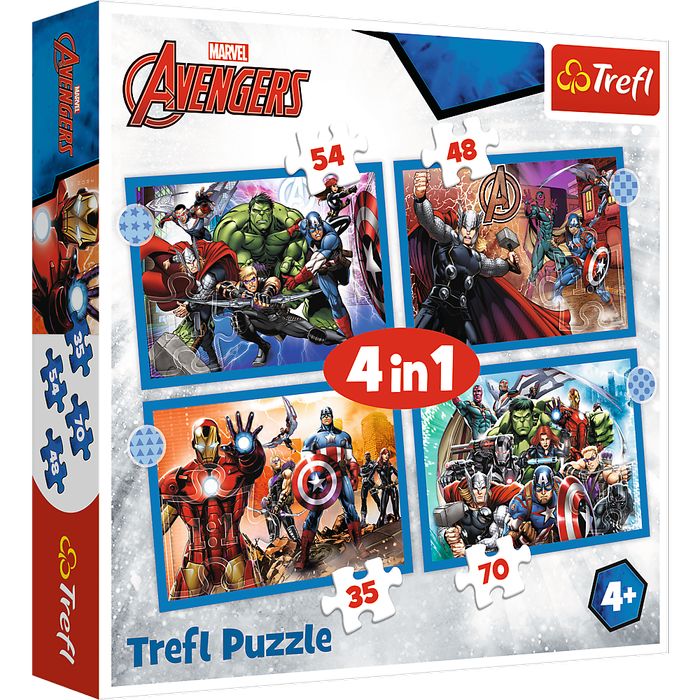 Puzzle 4W1 (35,48,54,70) Odważni Avengersi 34386 Trefl Pap
