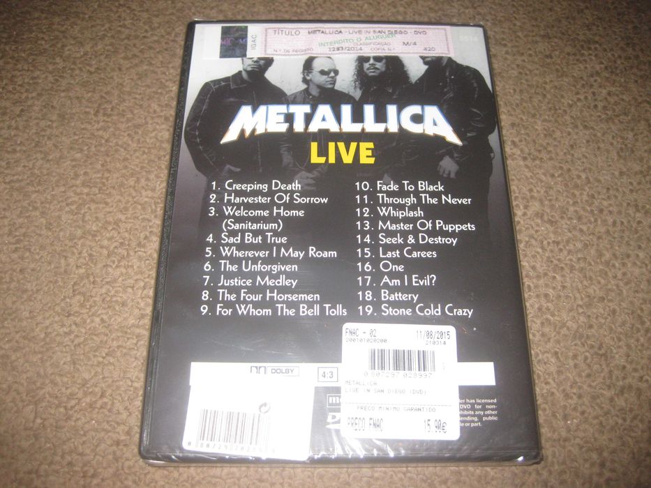 DVD dos Metallica "Live (In San Diego)" Selado!