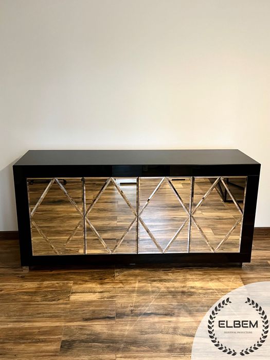 Szklana czarna komoda Glamour - DOSTĘPNA OD RĘKI! HIT CENOWY