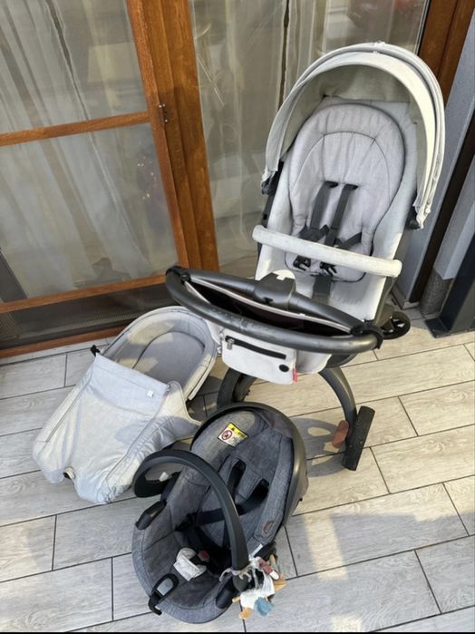 Wozek stokke xplory v6 szary jasny 3w1 gondola spacerowka fotelik