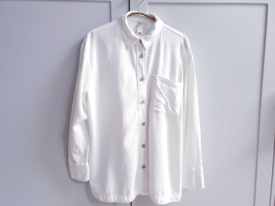 Śmietanowa koszula z wiskozy lniana River Island 36 38 oversize