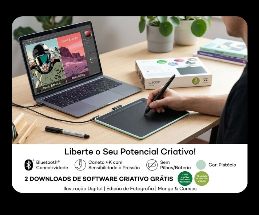 Mesa Digitalizadora WACOM Intuos CTL-4100WLE-S (USB e Bluetooth - Windows e Mac OS