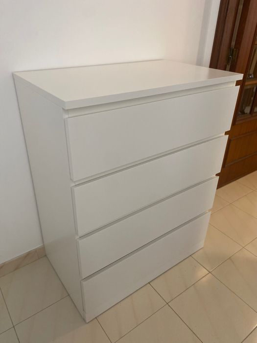 MALM Cómoda c/4 gavetas, branco, 80x100x48 cm