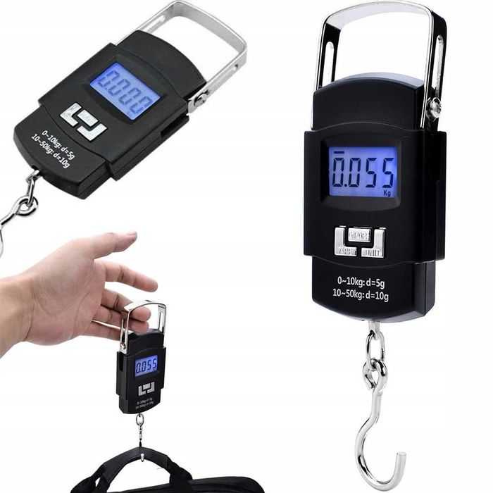 WAGA WĘDKARSKA HAKOWA BAGAŻOWA Podróżna Wisząca Elektroniczna LCD 50kg
