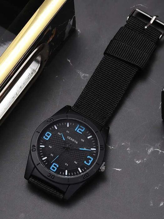 relogio+pulseiras black blue