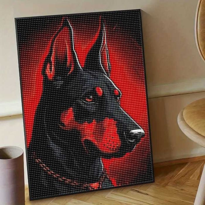 Алмазна вишивка діамантами 30 на 40 олені лев метелики доберман