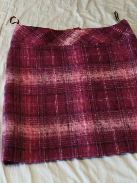 Fioletowa spódnica w kratę mini z wełną i moherem Lisa Tossa 42 XL