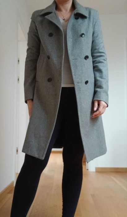 Płaszcz szary dwurzędowy 50% wełna